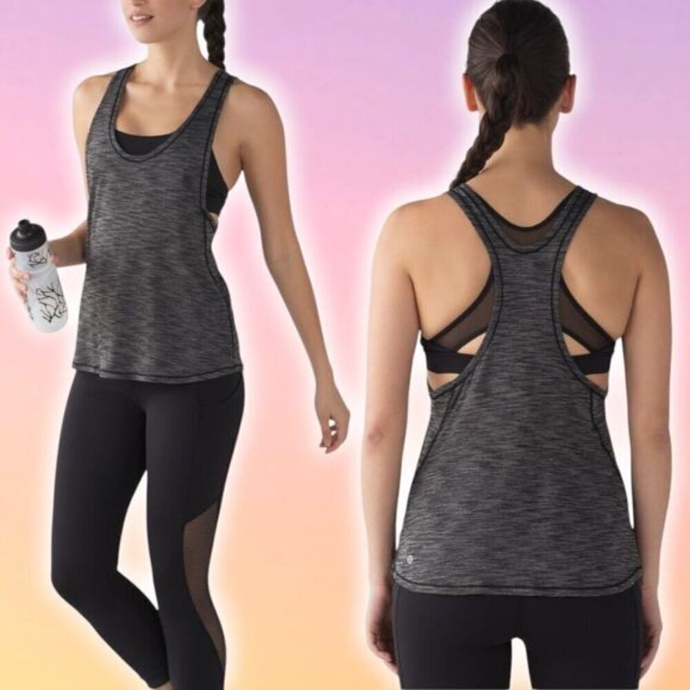 LULULEMON Glide and Stride Tank Sz 4 Heathered Black
